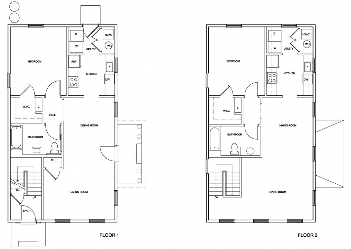 Floor plan for 2 beds, 2 baths, 1728 sqft